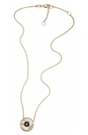 Jennifer Zeuner Dina Round Diamond & Stone Pendant Necklace In Gold Vermeil/ Mother Of Pearl