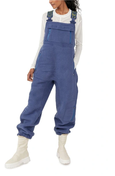 Free People Fp Movement Hit The Slopes High Pile Fleece Snow Pants In Navy