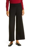 Eileen Fisher High-waist Wide-leg Stretch Ponte Pants In Black