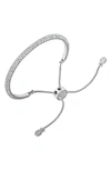 Vince Camuto Silver-tone Adjustable Glass Stone Slider Bracelet In Silver/ Crystal