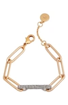 Vince Camuto Gold-tone Pave Bar Paper Link Bracelet In Gold / Silver / Crystal