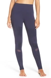 Alo Yoga High Waist Moto Leggings In Rich Navy/ Rich Navy Glossy