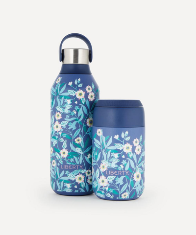 Chilly's Brighton Blossom Series 2 Water Bottle & Coffee Cup Bundle In Whale Blue