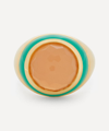 ADORE ADORN GOLD-PLATED VICTORIA PEACH MOONSTONE AND GREEN ENAMEL RING,000746036