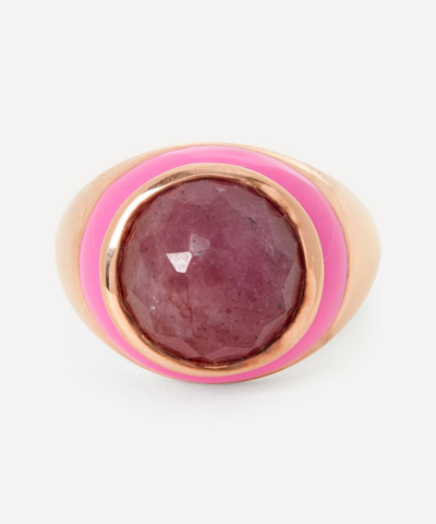 Adore Adorn Rose Gold-plated Rouge Ruby And Rose Enamel Ring