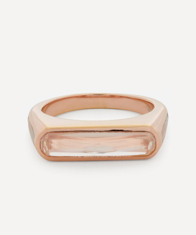 Adore Adorn Rose Gold Plated Vermeil Silver Brilliance Rose Quartz And Mother Of Pearl Ring