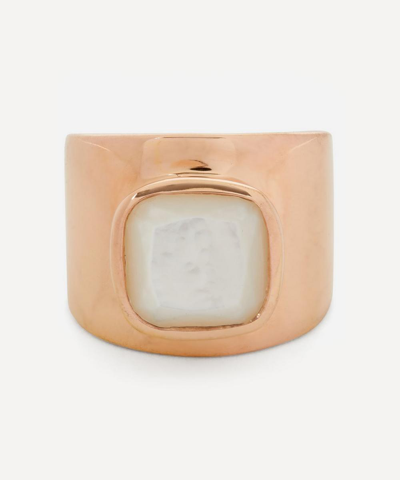 Adore Adorn Rose Gold Plated Vermeil Silver Lilly Mother Of Pearl Ring