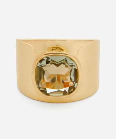 Adore Adorn Gold Plated Vermeil Silver Lilly Green Amethyst Ring