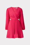 Milly Winnie Cutout Pleated Dress In Pink