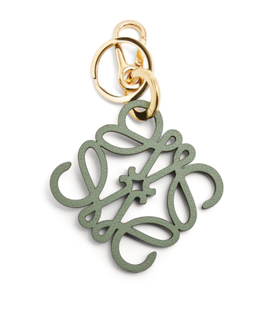 Loewe Leather Anagram Charm In Green