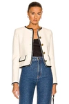 Nili Lotan Aubrey Cotton-blend Tweed Jacket In Ecru & Black Tape