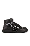 Valentino Vl7n Logo-print Mid-top Leather Trainers In Black