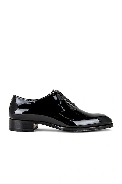 Tom Ford Elkan Whole-cut Patent-leather Oxford Shoes In Black