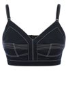 Alexander Mcqueen Cropped Topstitched Cotton-gabardine Top In Blue