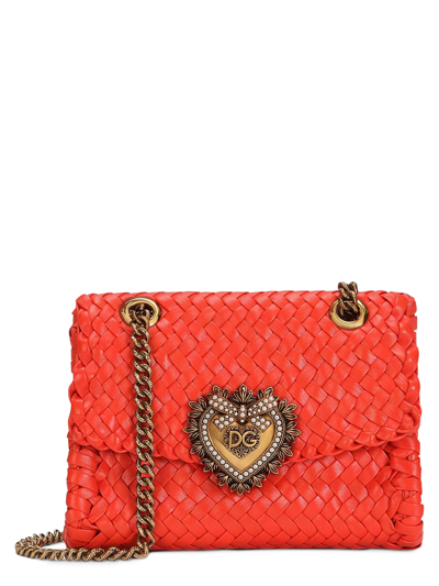 Dolce & Gabbana Red Lambskin Devotion Crossbody Bag