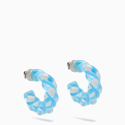 Bottega Veneta Light Blue/transparent Coiled Hoop Earrings