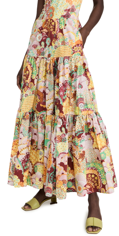 La Doublej Edition 27 Floral Tiered Maxi Skirt In Holi