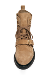Allsaints Donita Combat Boot In Dark Sand Suede