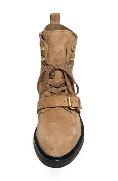 Allsaints Donita Combat Boot In Dark Sand Suede