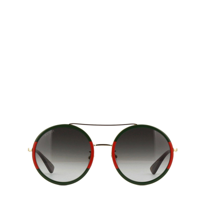 Gucci 56mm Round Sunglasses - Green-red/ Green