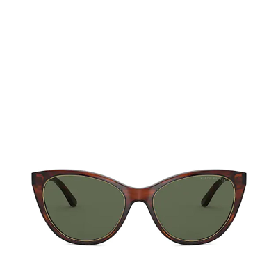 Ralph Lauren Rl8186 Shiny Striped Havana Female Sunglasses In Bottle Green