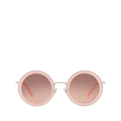 Miu Miu Round Metal Gradient Sunglasses In Pink Gradient Dark Brown