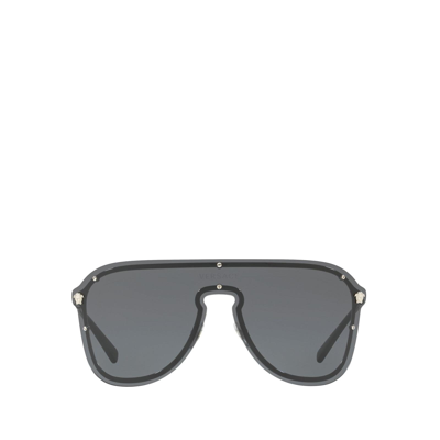 Versace #frenergy Visor Sunglasses, Male, Gray, One Size In Grey / Silver