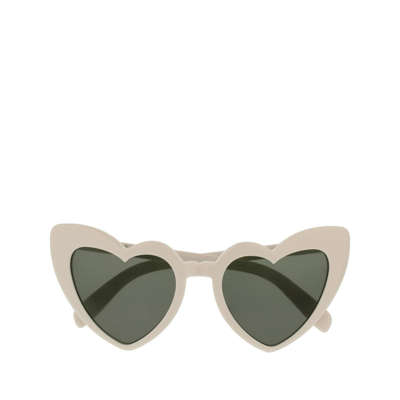 Saint Laurent Loulou Heart-shaped Acetate Sunglasses In White