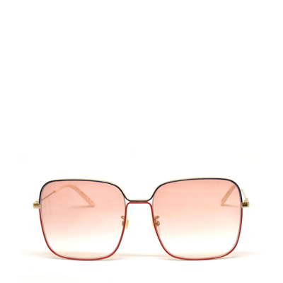 Gucci Eyewear Square Frame Sunglasses In 005 Gold Gold Orange
