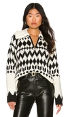 Show Me Your Mumu Faux Sherpa Collar Sun Valley Pullover In Black In 白色
