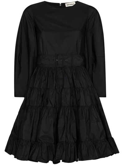 Molly Goddard Venice Belted Mini Dress In Black