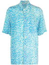 Stella Mccartney Animalier Print Silk Shirt In Blau