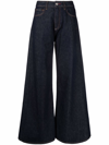 PHILIPP PLEIN LOGO-PATCH WIDE-LEG JEANS