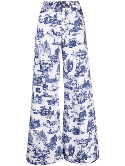 Philipp Plein Denim Mykonos Fit Print En Plein Air In Multi