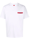 Ferrari Logo Embroidery Cotton T-shirt W/ Pocket In Weiss