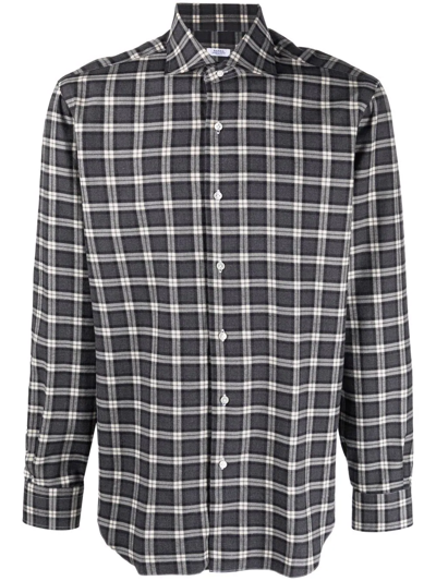 Barba Napoli Plaid-check Print Shirt In Grau