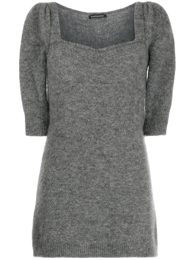 Wandering Knitted Wool Dress Grey Melange In Black