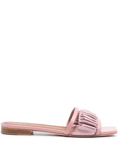 Malone Souliers Gathered-panel Leather Sandals In Pink
