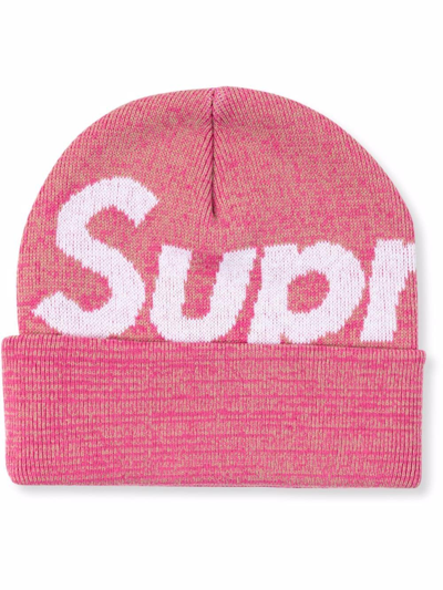 Supreme Big Logo Beanie In Pink