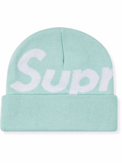 Supreme Big Logo Beanie In Blue