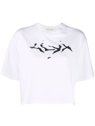 Alyx Ssense Exclusive White Spray Logo T-shirt In White/blk