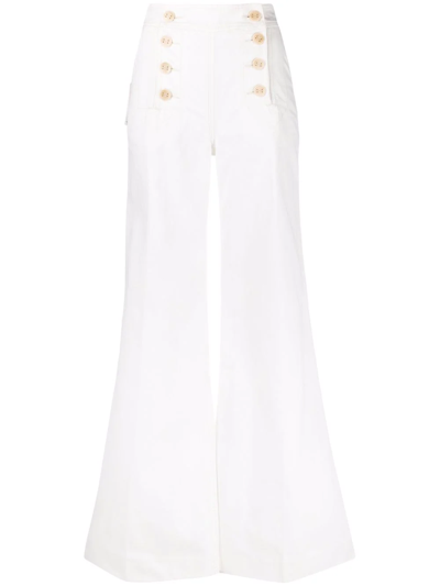 Zimmermann Embroidered High-rise Wide-leg Jeans In White
