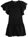 Alexander Mcqueen Ruffled Cotton Jersey Minidress In Schwarz