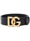 DOLCE & GABBANA LOGO-PLAQUE LEATHER BELT