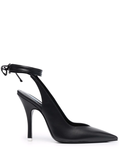 Attico 105mm Venus Satin Slingback Pumps In Black