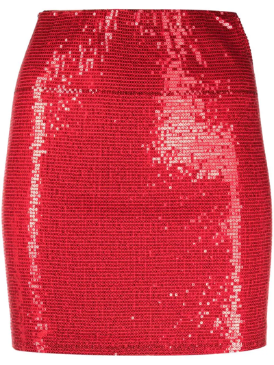 Atu Body Couture Sequin-embellished Fitted Mini Skirt In Rot