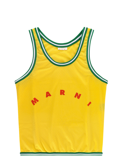 Marni Logo-print Basketball Tote Bag In Yellow
