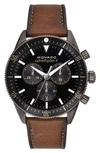 Movado Heritage Chrono Leather Strap Watch, 42mm In Cognac/ Black/ Grey