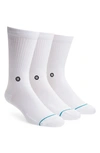 Stance Icon 3-pack Crew Socks In White