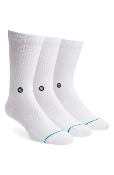 Stance Icon 3-pack Crew Socks In White